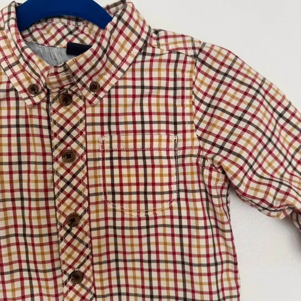 Baby Gap Plaid Romper featuring Button Down Collar